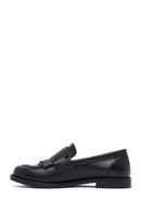Woman Black Leather Masculine Loafer | Derimod