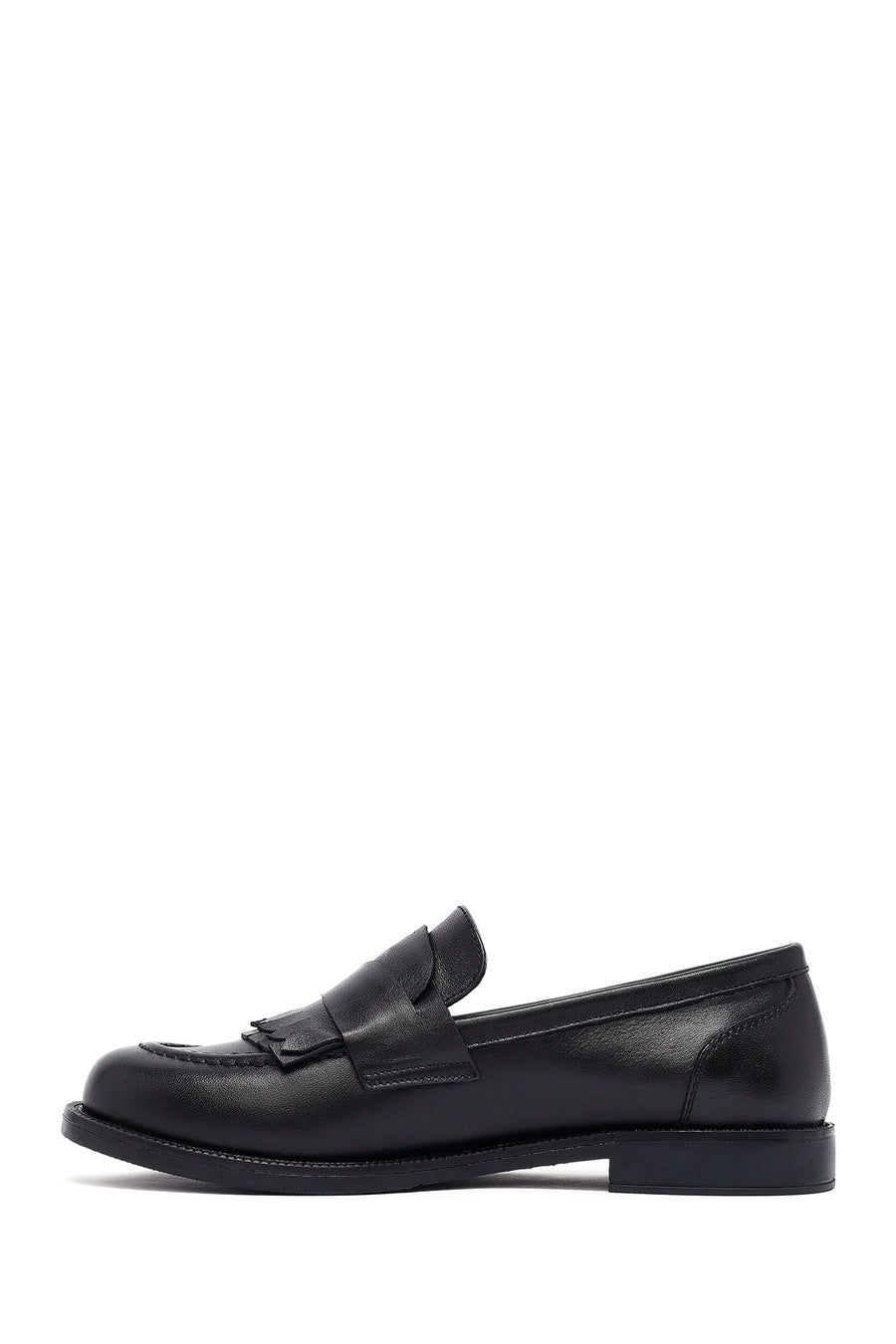 Woman Black Leather Masculine Loafer
