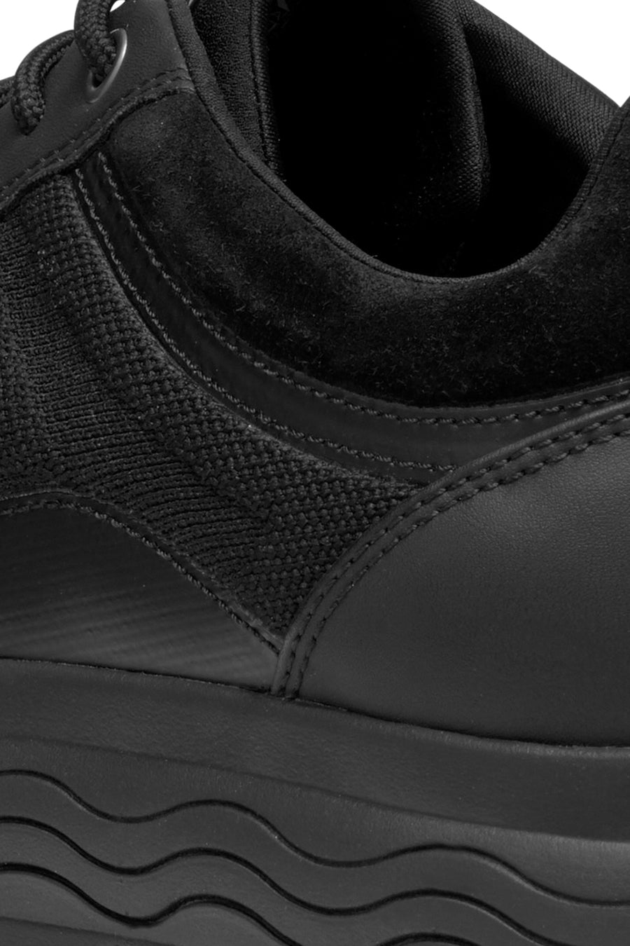 Geox Men's Black Spherica Lace-up Leather Sneaker