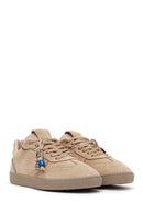 Woman Beige Lace-up Suede Leather Sneaker | Derimod