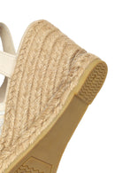 Woman Cream Ankle-Buckle Wedge-Heel Leather Espadrille Sandals | Derimod