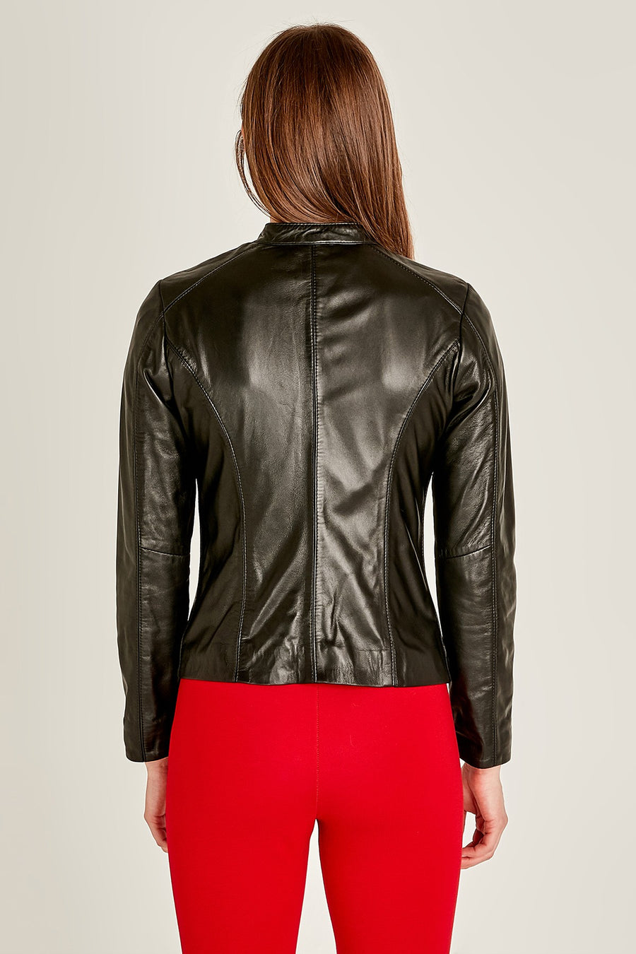 Joel Women's Black Stretch-Fit Leather Jacket