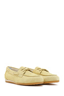 Women's Yellow Lace-up Suede Leather Shoes | Derimod