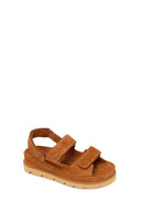 Woman Tan Strappy Thick-Soled Suede Sandal | Derimod