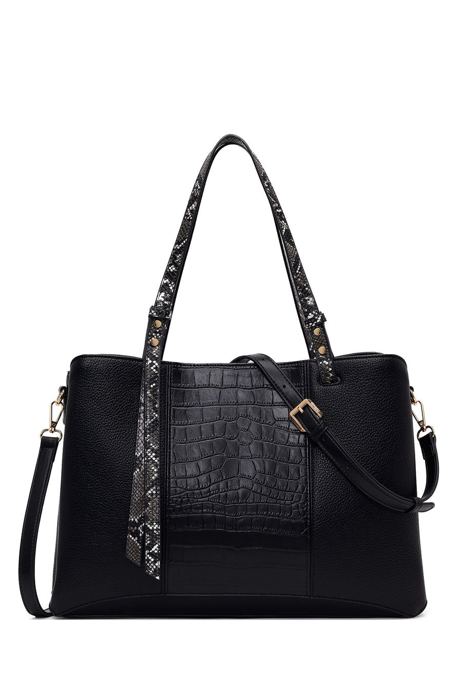 Woman Black Long-Strap Patterned Shoulder Bag WB150027SK | Derimod