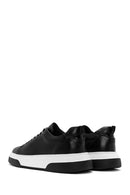 Men's Black Lace-up Thick-Sole Leather Sneaker | Derimod