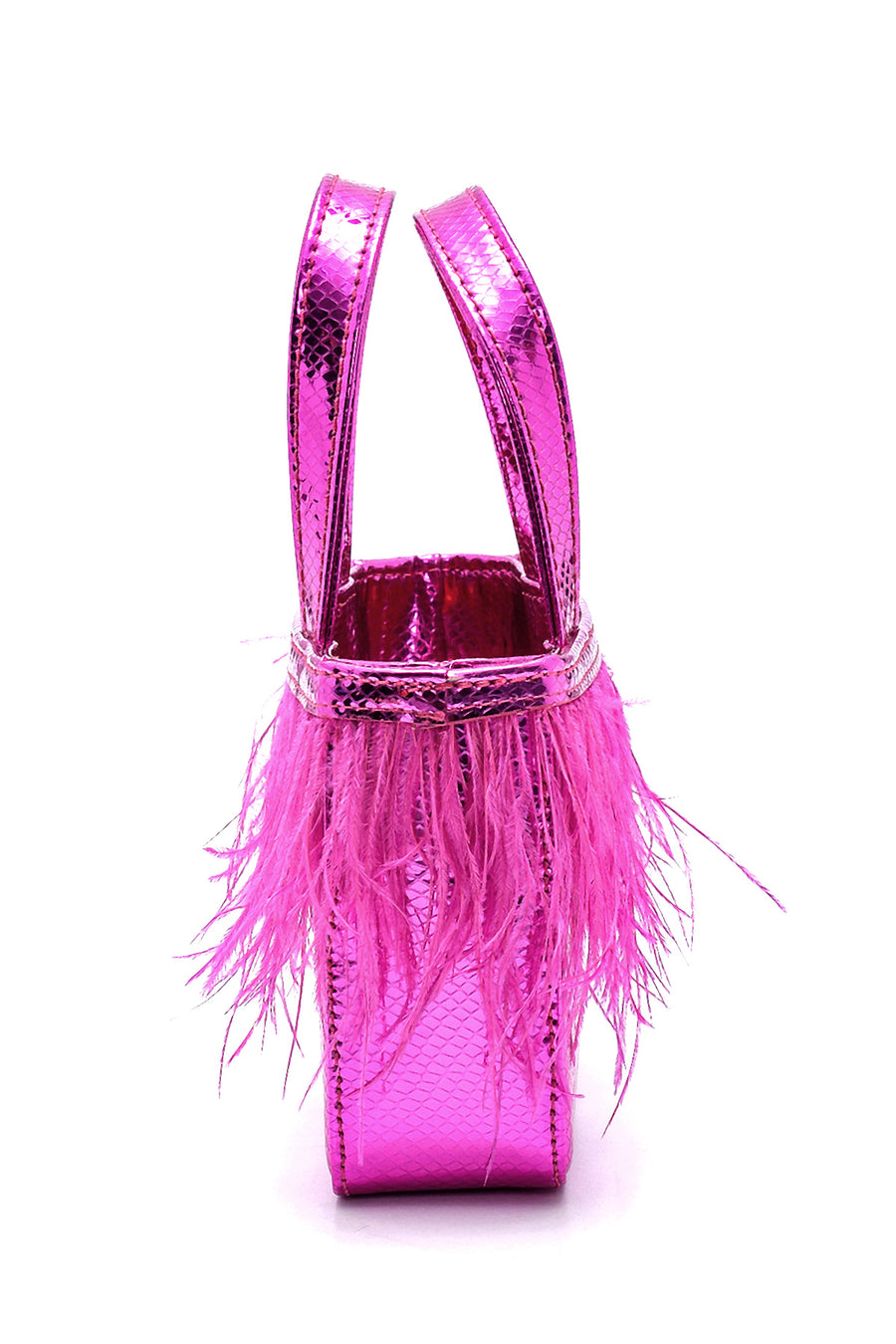 Women's Feathered Snake Patterned Derimod X Whenever Company Mini Handbag