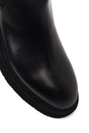 Men's Black Zippered Leather Boot | Derimod