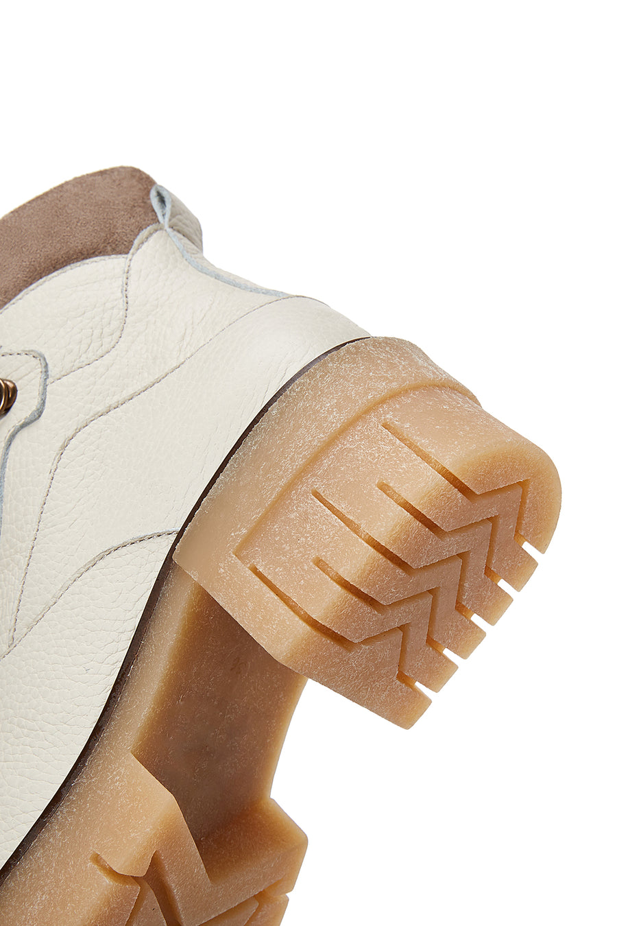 Women's Beige Leather Lace-up Boots