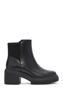 Geox Women's Black Spherica Thick Heel Zippered Leather Boots | Derimod