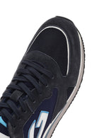 Alberto Guardiani Men's Navy Blue Wen Thick Sole Lace-Up Suede Leather Sneaker | Derimod