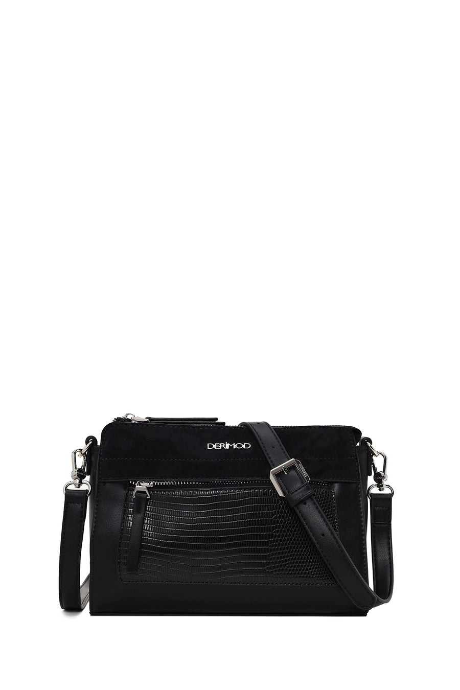 Woman Black Long-Strap Patterned Crossbody Bag WB100039SK | Derimod