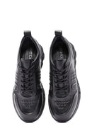 Erkek Siyah Bağcıklı Deri Sneaker | Derimod