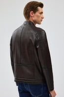 Owen Men's Brown Leather Coat | Derimod
