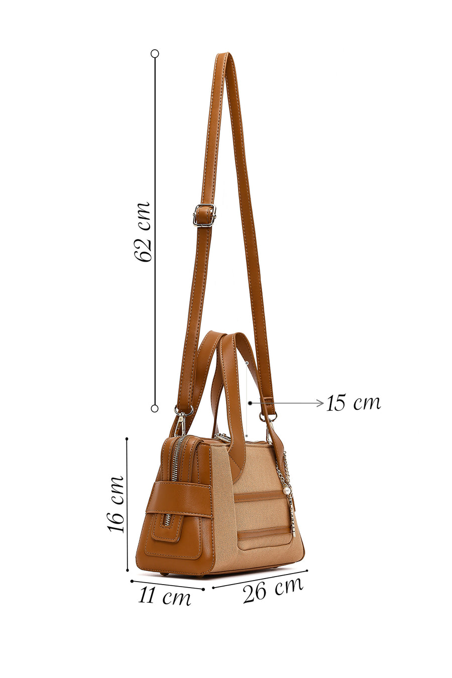 Women's Brown Long Strap Classic Handbag