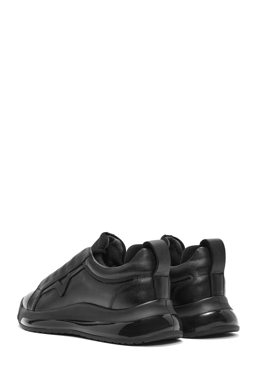 Erkek Siyah Bağcıklı Deri Sneaker