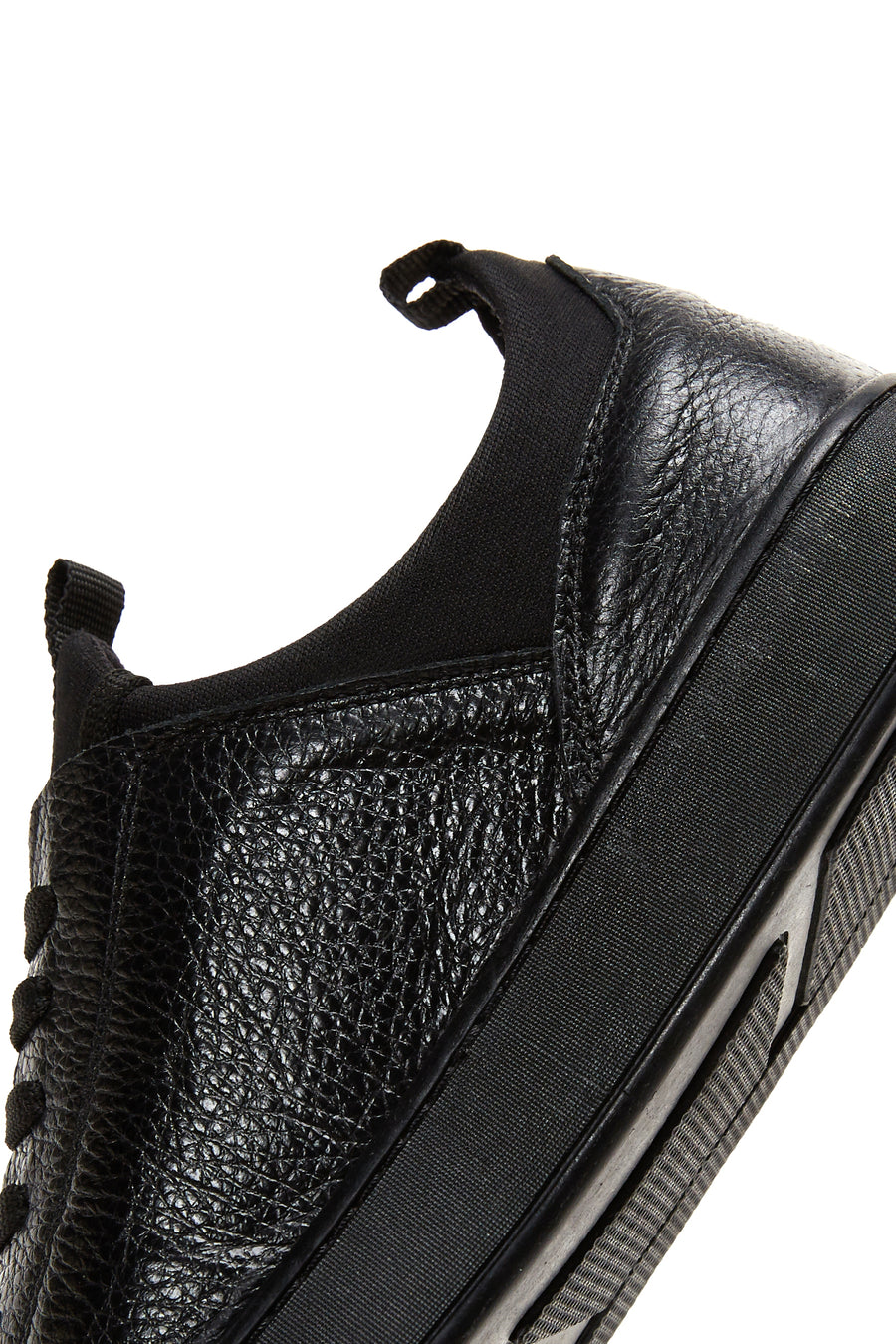 Erkek Siyah Bağcıklı Deri Sneaker