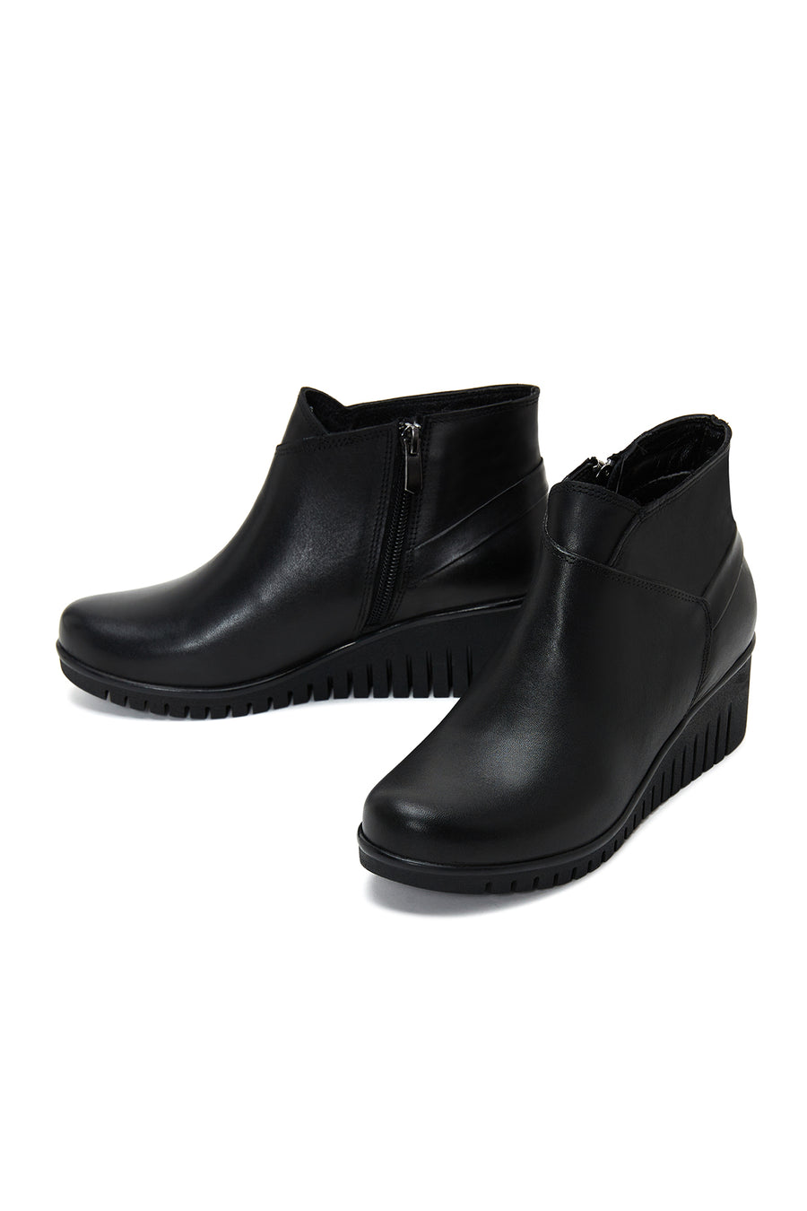 Women's Leather Wedge Heeled Boots