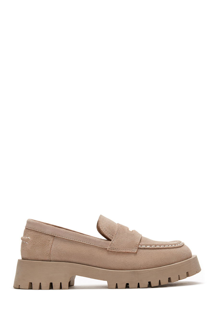 Women's Beige Leather Suede Masculine Loafer 22SFD180110 | Derimod