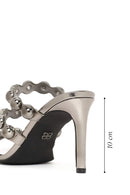 Woman Anthracite High Thin-Heeled Slipper | Derimod