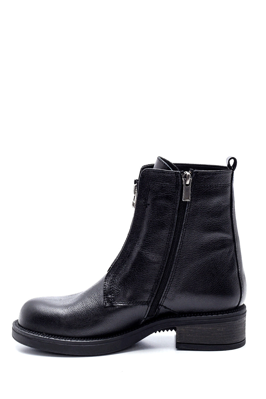 Women's Leather Zipper Detailed Boots