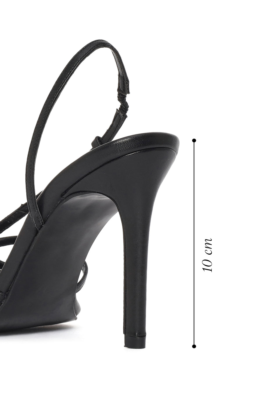 Women's Black High Thin Heel Leather Sandals