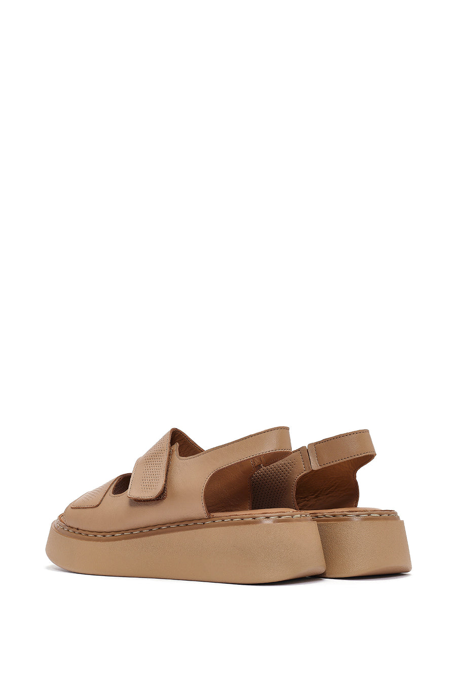 Kadın Camel Bantlı Kalın Tabanlı Deri Comfort Sandalet