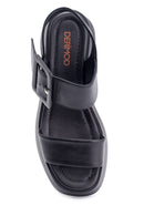 Women's High-Sole Leather Sandals | Derimod