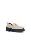Geox Women's Beige Spherica EC7 Suede Leather Masculine Loafer | Derimod