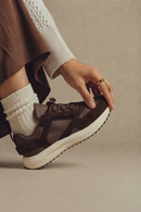 Woman Brown Lace-up Thick-soled Leather Sneaker | Derimod