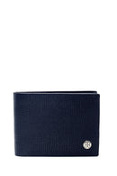 Men's Navy Blue Leather Wallet | Derimod