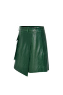 Zen Women Green Leather Shorts Skirt | Derimod