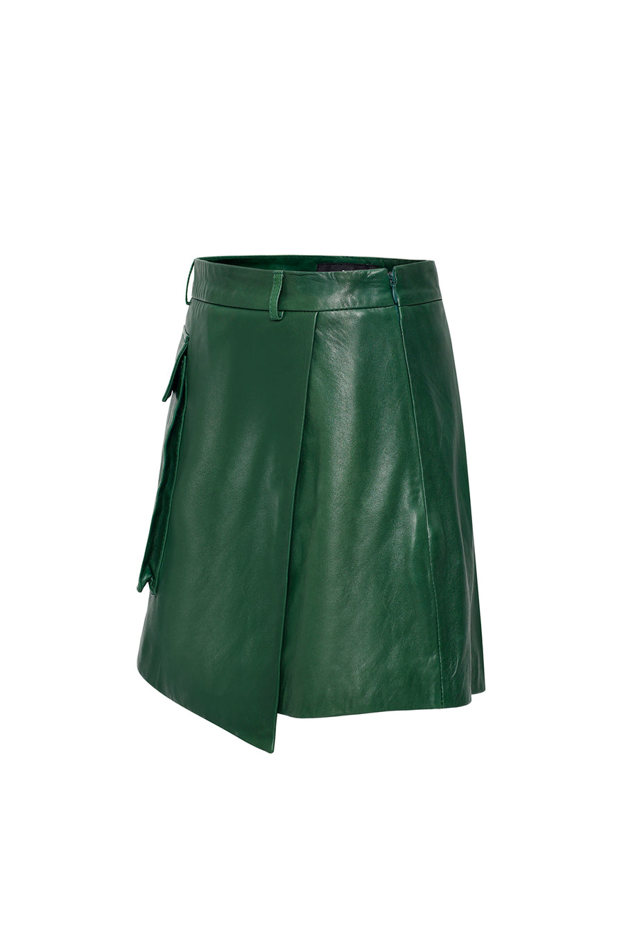 Zen Women Green Leather Shorts Skirt