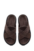 Male Brown Suede Slipper | Derimod