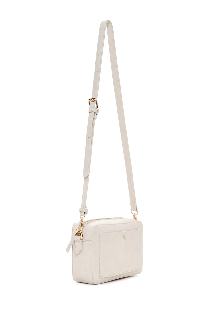 Woman Cream Long-Strap Crossbody Bag