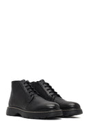 Men's Black Lace-Up Zipper Leather Casual Boot | Derimod