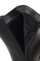 Women's Black Buckled Zippered Thick Heeled Leather Boot | Derimod