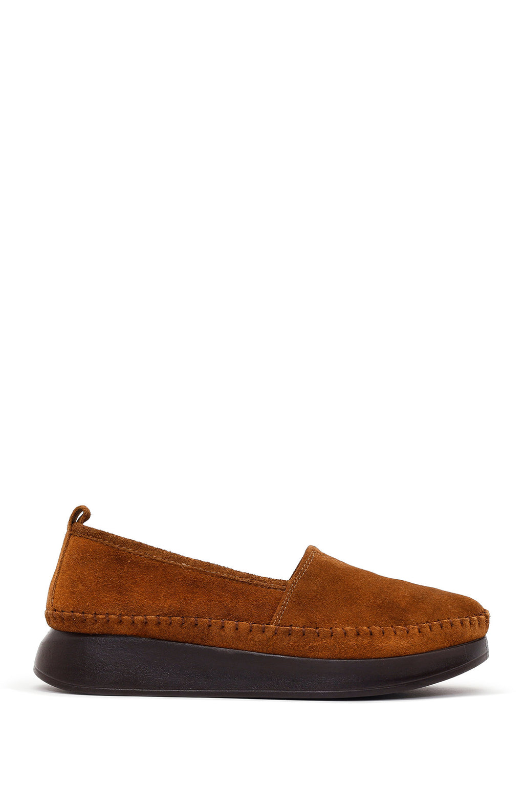 Kadın Taba Kalın Tabanlı Süet Deri Konfor Loafer