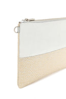 Woman Beige Long Chain Strap Wicker Clutch Bag | Derimod