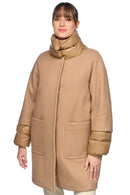 Geox Women's Brown W Diamante Long Coat | Derimod