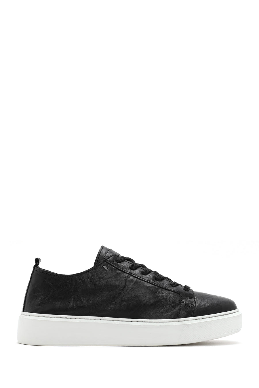 Erkek Siyah Bağcıklı Kalın Tabanlı Baskılı Deri Sneaker 26SFD688326 | Derimod