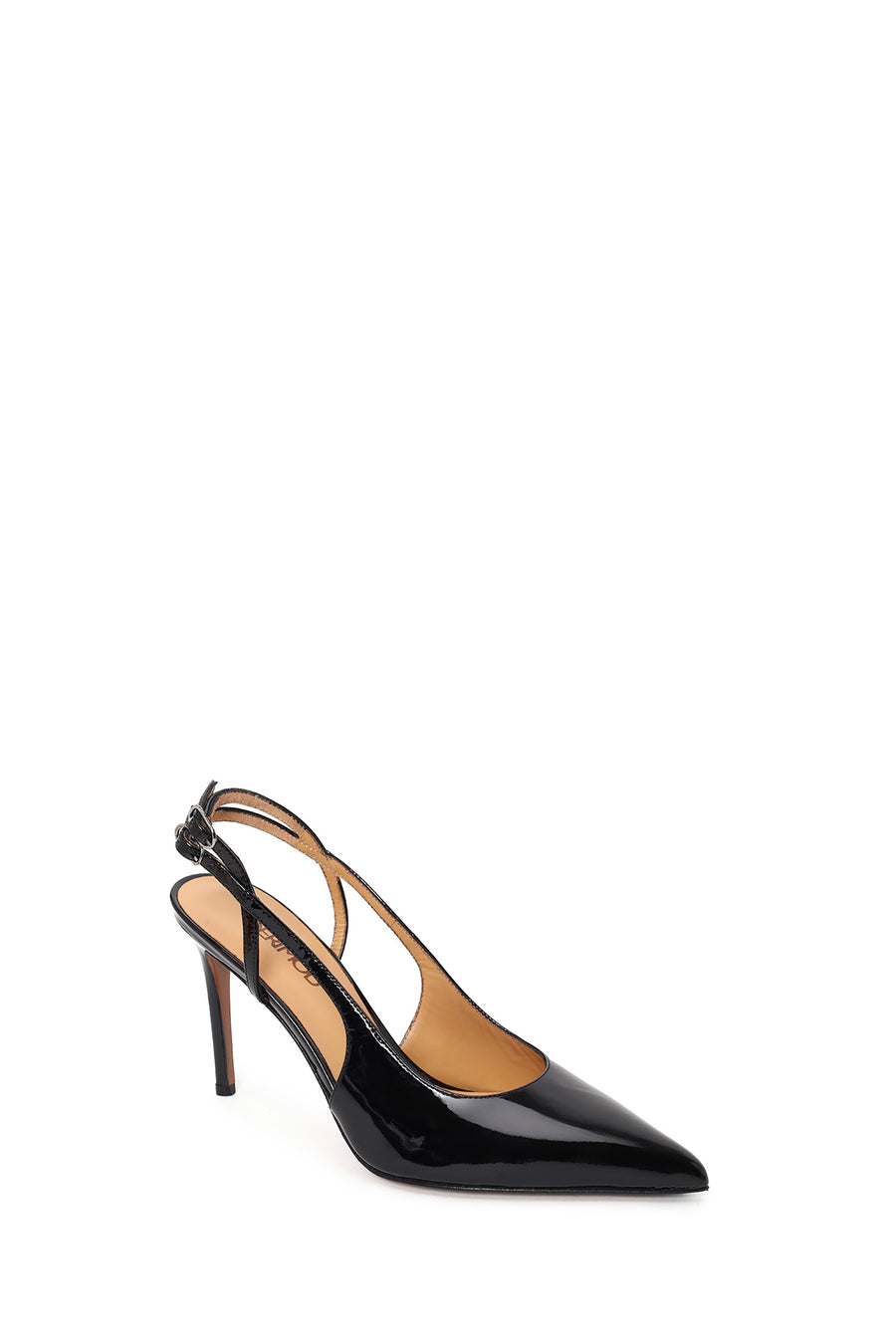 Woman Black Backless High Thin-Heeled Patent Leather Leather Shoes