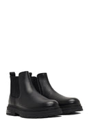Male Black Thick-Soled Leather Chelsea Boots | Derimod