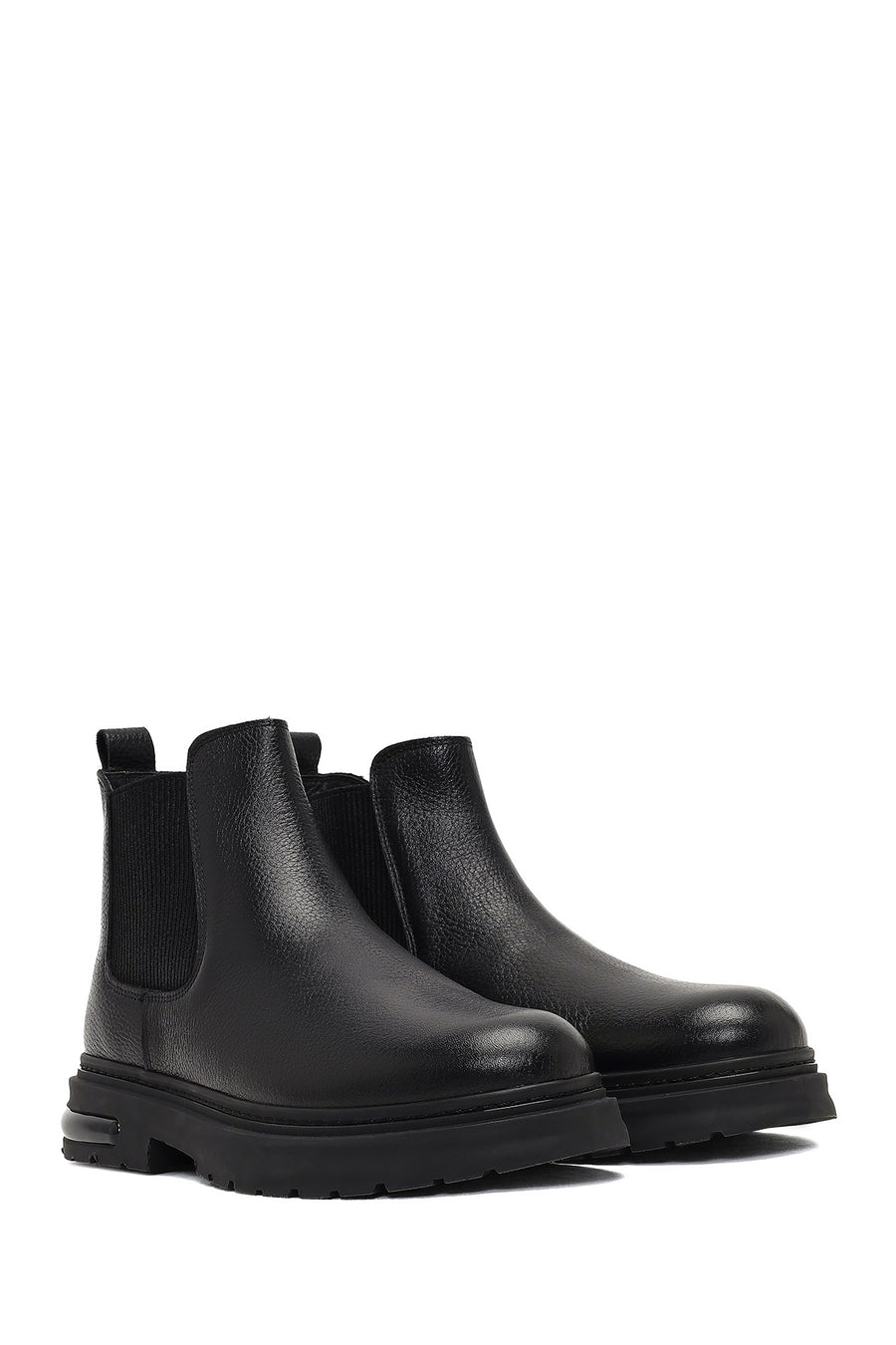Male Black Thick-Soled Leather Chelsea Boots