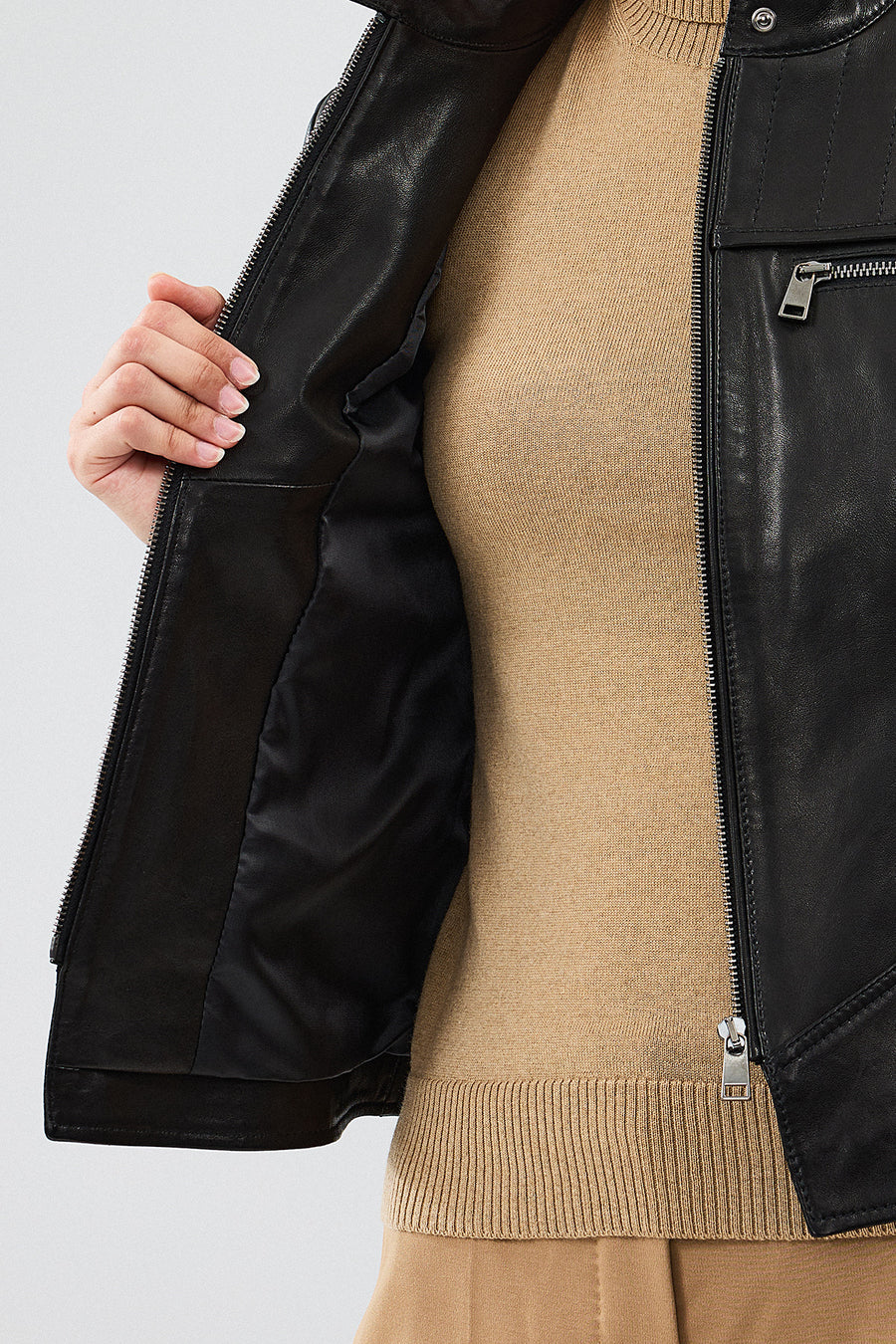 Tania Women's Black Short Leather Jacket