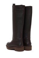 Women's Brown Thick-Soled Leather Boot | Derimod