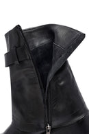 Women's Black Buckled Biker Leather Boot | Derimod