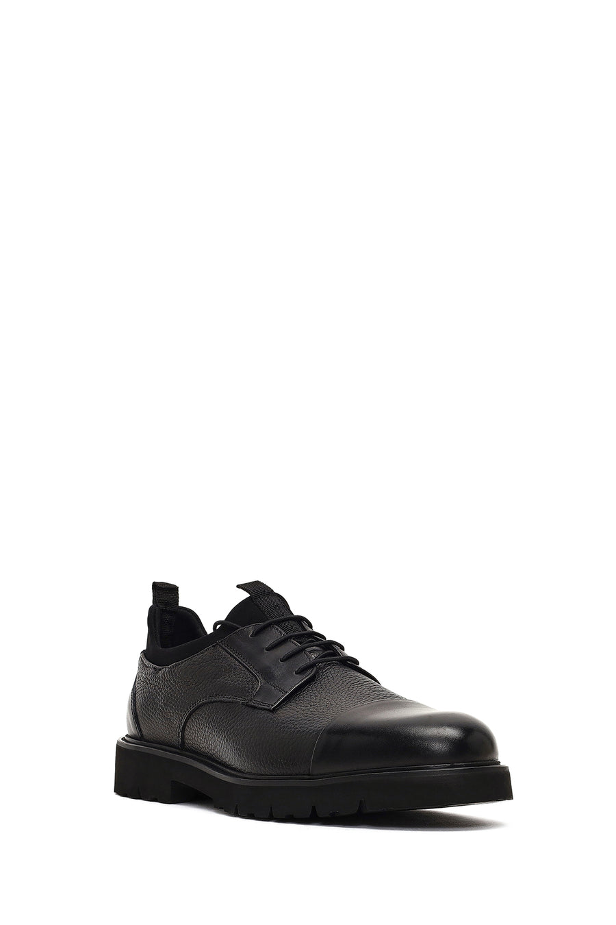 Men's Black Lace-Up Leather Casual Shoes