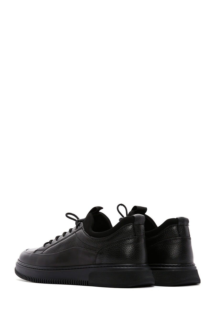 Men's Black Lace-up Leather Sneaker