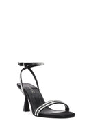 Women's Black Ankle Buckle Stoned Thin Heel Sandals | Derimod